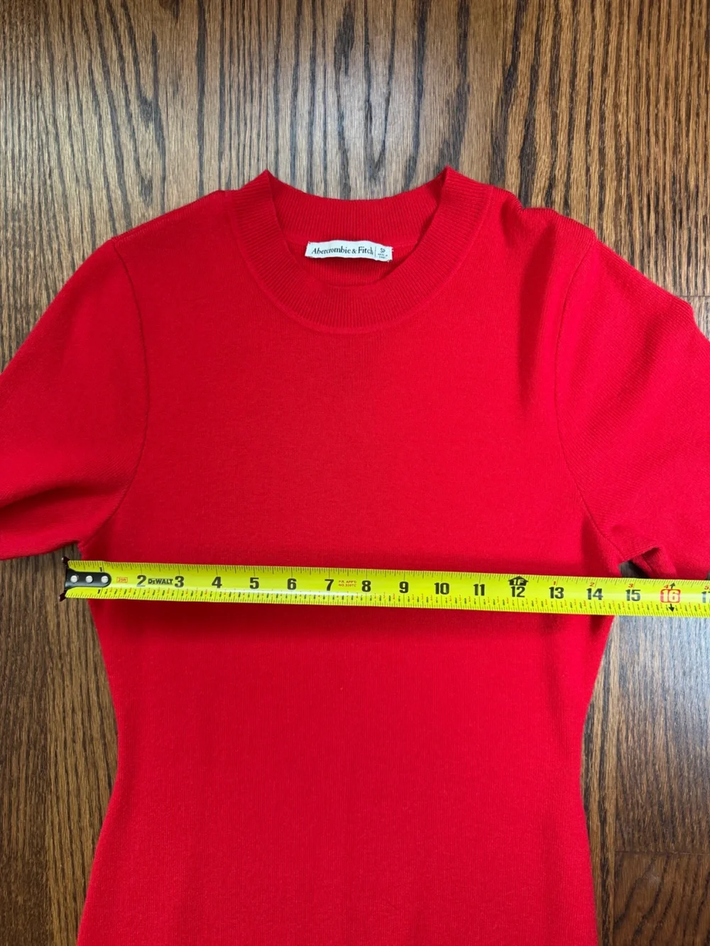 Abercrombie & Fitch Red Short-Sleeve Maxi Dress with Side Slit